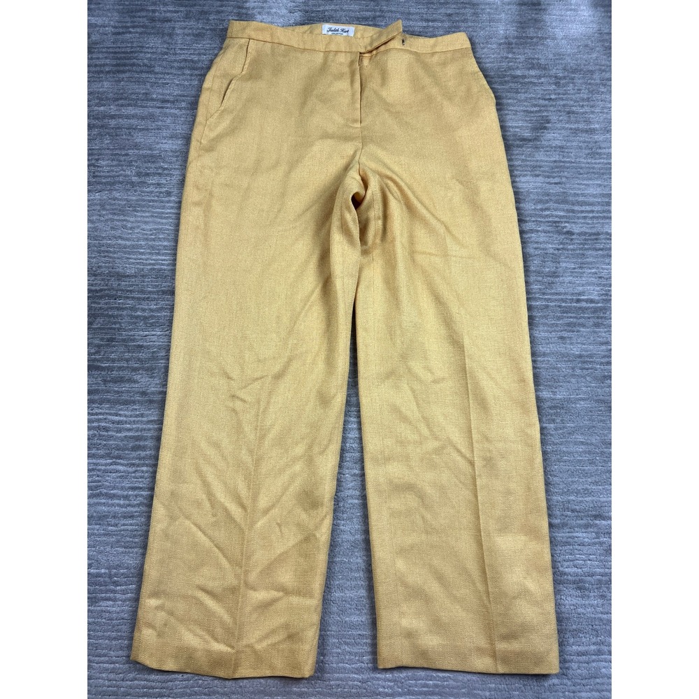 Judith Hart Collection Pants Womens 16 Yellow Wide Leg High Rise Woven Trousers